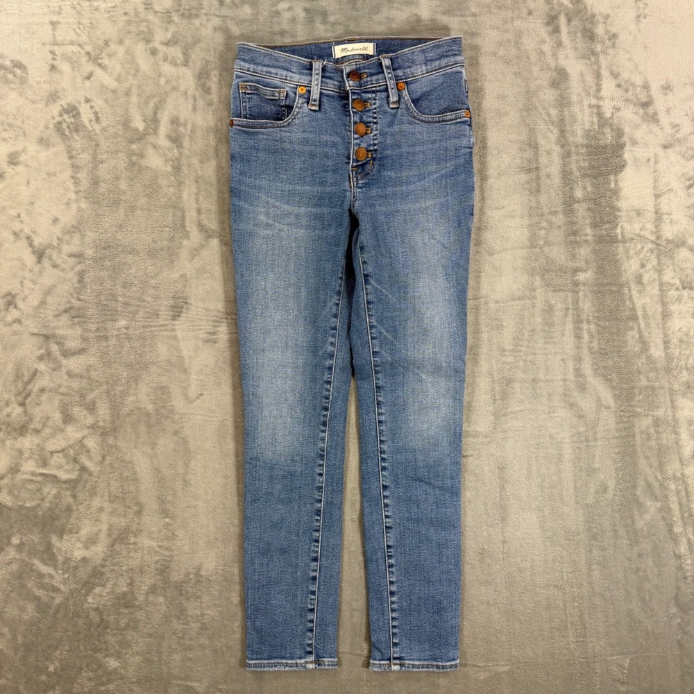 Madewell Mid Rise Skinny Crop Jeans Women's Size 23 Light Blue Button Fly Denim